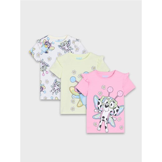 Sinsay - Koszulki z ozdobnymi falbanami 3 pack Bluey - wielobarwny ze sklepu Sinsay w kategorii Bluzki dziewczęce - zdjęcie 184190608