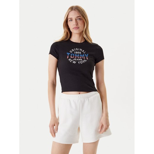 Tommy Jeans T-Shirt DW0DW21421 Czarny Slim Fit ze sklepu MODIVO w kategorii Bluzki damskie - zdjęcie 184193195
