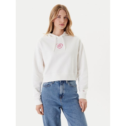 Tommy Jeans Bluza Heart DW0DW21408 Biały Relaxed Fit ze sklepu MODIVO w kategorii Bluzy damskie - zdjęcie 184193237