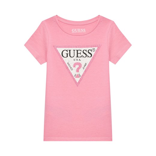 Guess T-Shirt J2YI51 K6YW1 Różowy Regular Fit ze sklepu MODIVO w kategorii Bluzki dziewczęce - zdjęcie 184193238