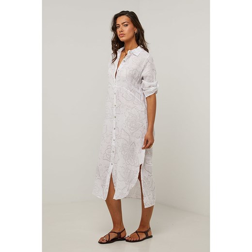 Le Monde du Lin Lniana sukienka w kolorze białym Le Monde Du Lin 34/36 okazyjna cena Limango Polska