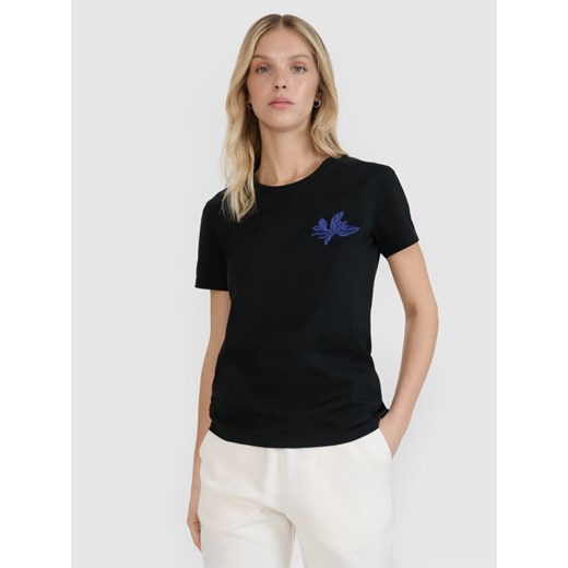 Damski t-shirt z nadrukiem 4F 4FRSS25TTSHF2693 - czarny ze sklepu Sportstylestory.com w kategorii Bluzki damskie - zdjęcie 184195825