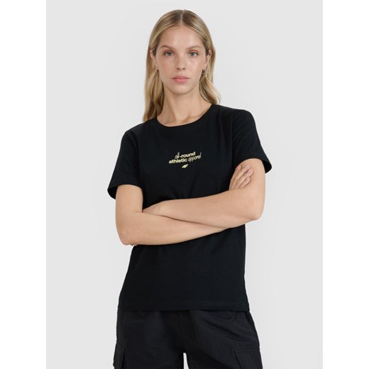 Damski t-shirt z nadrukiem 4F 4FRSS25TTSHF2786 - czarny ze sklepu Sportstylestory.com w kategorii Bluzki damskie - zdjęcie 184195889