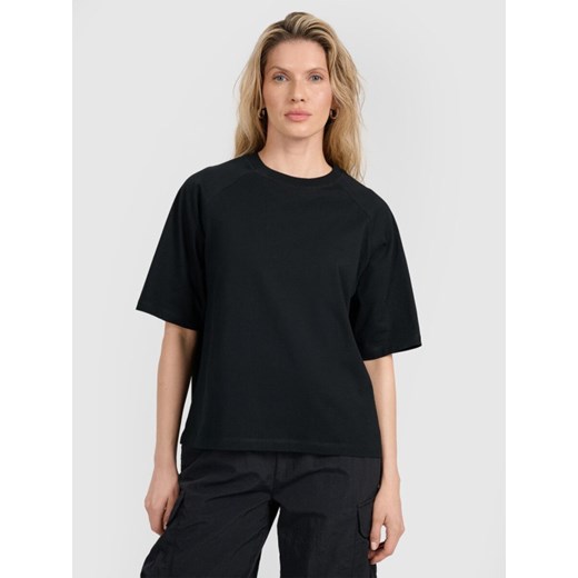 Damski t-shirt oversize 4F 4FRSS25TTSHF2792 - czarny ze sklepu Sportstylestory.com w kategorii Bluzki damskie - zdjęcie 184195918