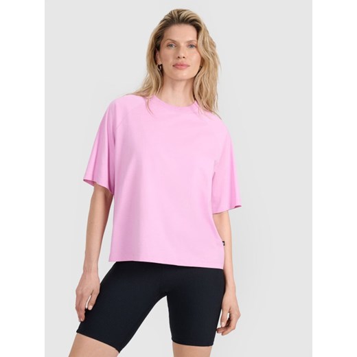 Damski t-shirt oversize 4F 4FRSS25TTSHF2792 - różowy ze sklepu Sportstylestory.com w kategorii Bluzki damskie - zdjęcie 184195925