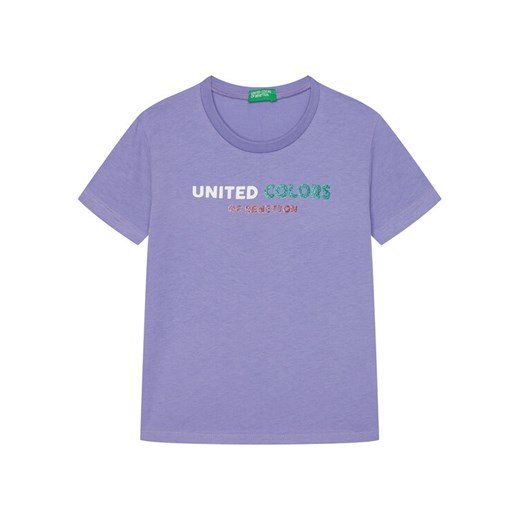 United Colors Of Benetton T-Shirt 3I1XC10MZ Fioletowy Regular Fit ze sklepu MODIVO w kategorii Bluzki dziewczęce - zdjęcie 184197087