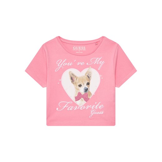 Guess T-Shirt J5YI08 K6YW4 Różowy Regular Fit ze sklepu MODIVO w kategorii Bluzki dziewczęce - zdjęcie 184197096