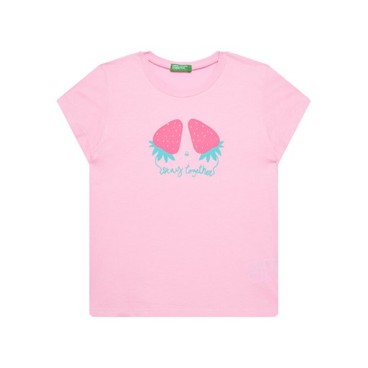 United Colors Of Benetton T-Shirt 3JERG10J3 Różowy Regular Fit ze sklepu MODIVO w kategorii Bluzki dziewczęce - zdjęcie 184197127