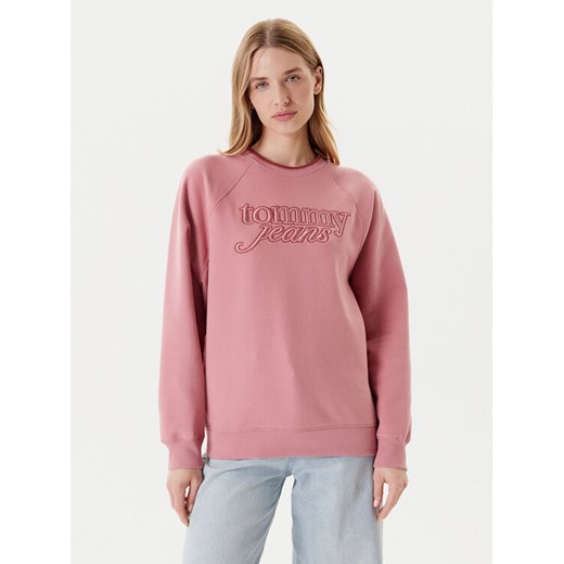 Tommy Jeans Bluza Script DW0DW21196 Różowy Regular Fit ze sklepu MODIVO w kategorii Bluzy damskie - zdjęcie 184197135