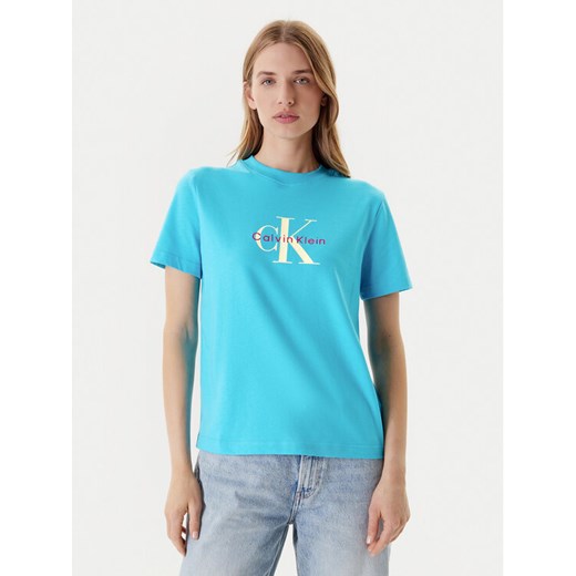 Calvin Klein Jeans T-Shirt Hero Classic LV047B865G Niebieski Regular Fit ze sklepu MODIVO w kategorii Bluzki damskie - zdjęcie 184197138