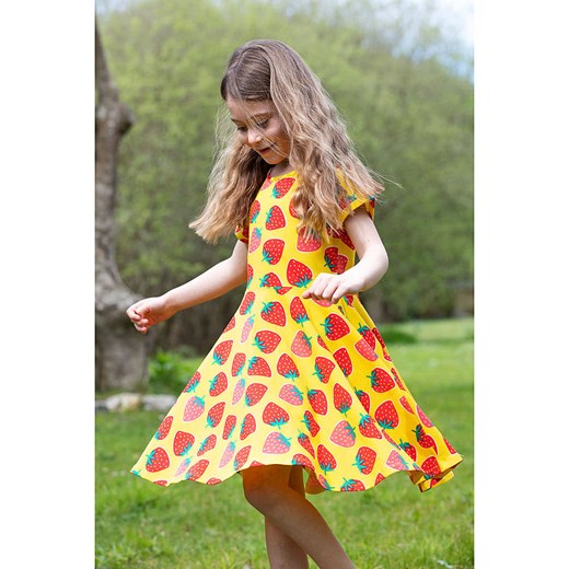 Frugi Sukienka "Spring Skater" w kolorze żółto-czerwonym Frugi 110/116 okazja Limango Polska