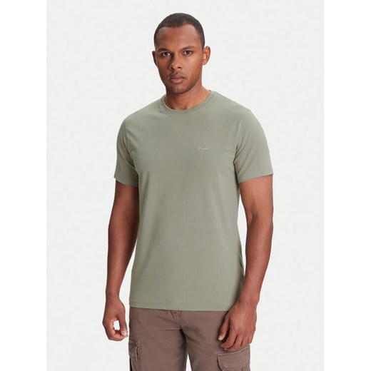 Guess T-Shirt M4GI70 KC9X0 Khaki Slim Fit ze sklepu MODIVO w kategorii T-shirty męskie - zdjęcie 184199609