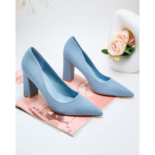Royalfashion Damskie czółenka na słupku Jeansem Royalfashion.pl 40 promocyjna cena royalfashion.pl