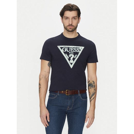 Guess T-Shirt M5GI06I3Z14 Granatowy Classic Fit ze sklepu MODIVO w kategorii T-shirty męskie - zdjęcie 184200968