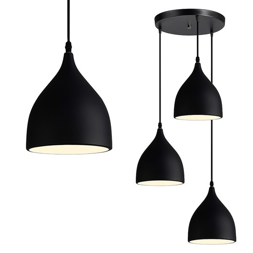 Czarna lampa wisząca do kuchni 3 punktowa ATMA z metalowymi kloszami ze sklepu Lysne w kategorii Lampy wiszące - zdjęcie 184202017