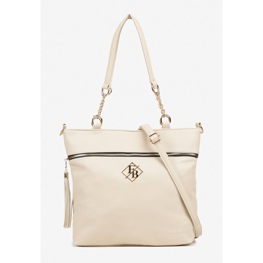 Beżowa Torebka Typu Shopper z Ozdobnymi Rączkami i Paskiem na Ramię Idaloriela ze sklepu renee.pl w kategorii Torby Shopper bag - zdjęcie 184202976