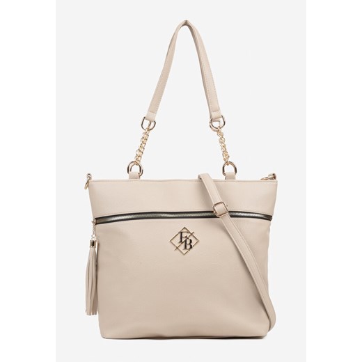 Ciemnobeżowa Torebka Typu Shopper z Ozdobnymi Rączkami i Paskiem na Ramię Idaloriela ze sklepu renee.pl w kategorii Torby Shopper bag - zdjęcie 184203027