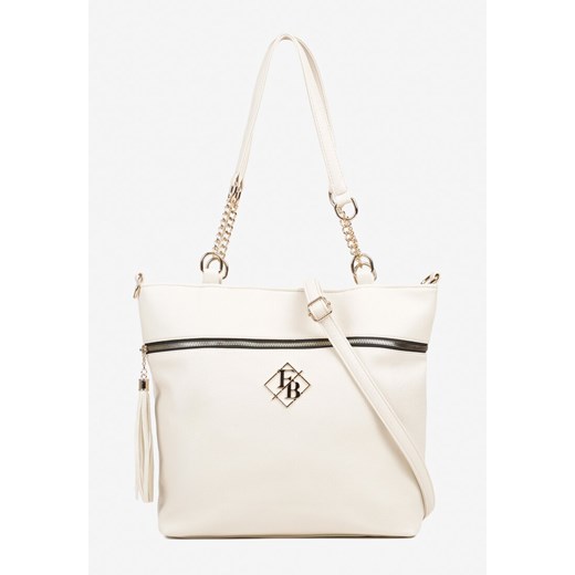 Biała Torebka Shopperka z Ozdobnymi Rączkami Aplikacją i Dodatkowym Paskiem Idariona ze sklepu born2be.pl w kategorii Torby Shopper bag - zdjęcie 184203066