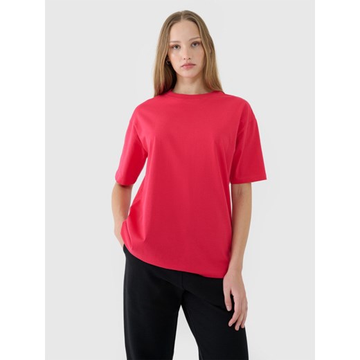 Damski t-shirt oversize 4F 4FRSS25TTSHF2694 - różowy ze sklepu Sportstylestory.com w kategorii Bluzki damskie - zdjęcie 184203157