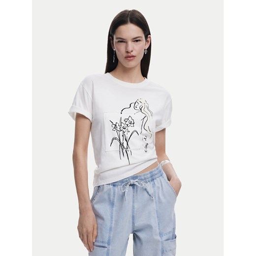 Desigual T-Shirt Paraguay 25SWTKAB Biały Regular Fit ze sklepu MODIVO w kategorii Bluzki damskie - zdjęcie 184204359