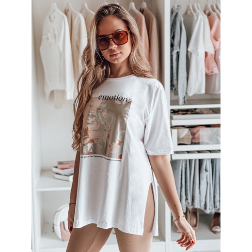 T-shirt damski EMLOT biały Dstreet RY2622 ze sklepu DSTREET.PL w kategorii Bluzki damskie - zdjęcie 184206246