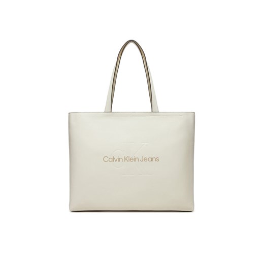 Calvin Klein Jeans Torebka Sculpted Slim K60K612222 Biały ze sklepu MODIVO w kategorii Torby Shopper bag - zdjęcie 184206728