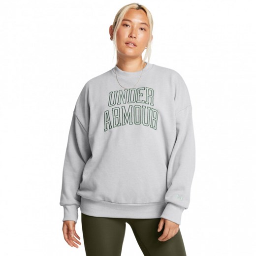 Damska bluza dresowa nierozpinana bez kaptura Under Armour UA Icon Hwt Terry Os Crew - czarna ze sklepu Sportstylestory.com w kategorii Bluzy damskie - zdjęcie 184208019