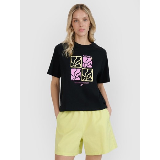 Damski t-shirt z nadrukiem 4F 4FRSS25TTSHF2974 - czarny ze sklepu Sportstylestory.com w kategorii Bluzki damskie - zdjęcie 184208106
