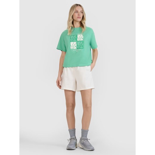 Damski t-shirt z nadrukiem 4F 4FRSS25TTSHF2974 - zielony ze sklepu Sportstylestory.com w kategorii Bluzki damskie - zdjęcie 184208116