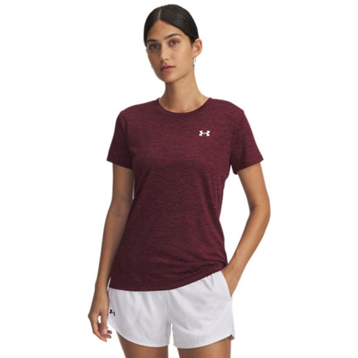 Damska koszulka treningowa Under Armour Tech SSC- Twist - bordowa ze sklepu Sportstylestory.com w kategorii Bluzki damskie - zdjęcie 184208157