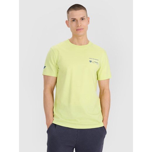 Męski t-shirt z nadrukiem 4F 4FRSS25TTSHM2994 - zielony ze sklepu Sportstylestory.com w kategorii T-shirty męskie - zdjęcie 184208236