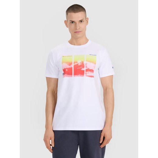 Męski t-shirt z nadrukiem 4F 4FRSS25TTSHM2995 - biały ze sklepu Sportstylestory.com w kategorii T-shirty męskie - zdjęcie 184208258