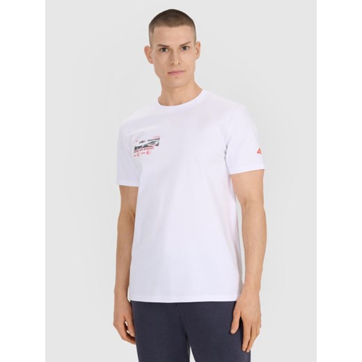 Męski t-shirt z nadrukiem 4F 4FRSS25TTSHM2996 - biały ze sklepu Sportstylestory.com w kategorii T-shirty męskie - zdjęcie 184208286