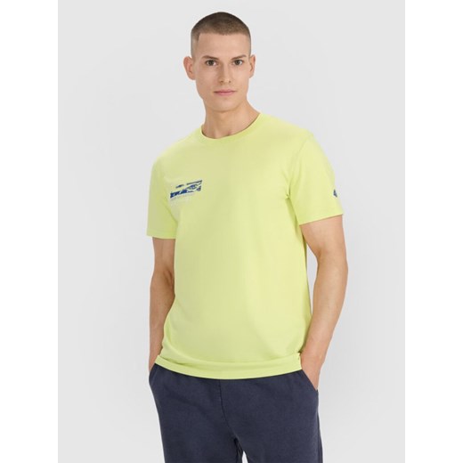 Męski t-shirt z nadrukiem 4F 4FRSS25TTSHM2996 - żółty ze sklepu Sportstylestory.com w kategorii T-shirty męskie - zdjęcie 184208298
