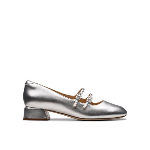 Baleriny Clarks Daiss 30 Shine 26179900 Srebrny ze sklepu eobuwie.pl w kategorii Balerinki - zdjęcie 184208577