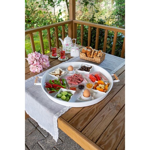 Violeta Home Taca w kolorze białym - Ø 51 cm ze sklepu Limango Polska w kategorii Misy i tace dekoracyjne - zdjęcie 184209287