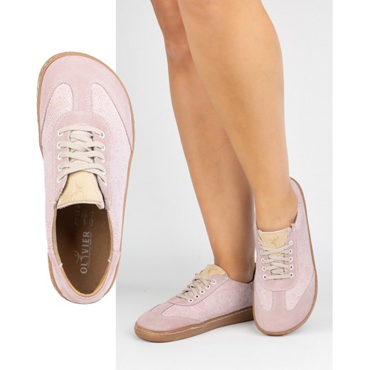 Buty barefoot damskie skórzane Olivier Eliza kwiaty różowe ze sklepu butyolivier w kategorii Półbuty damskie - zdjęcie 184211629