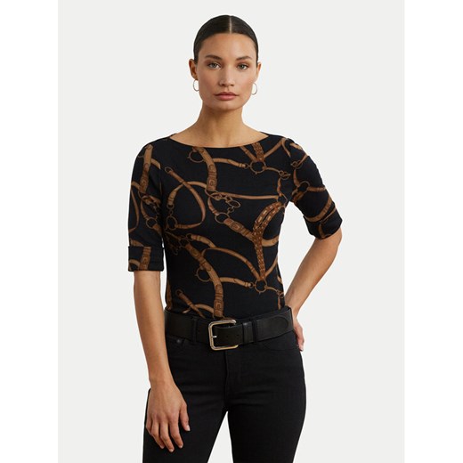 LAUREN RALPH LAUREN Bluzka 200971107001 Czarny Slim Fit ze sklepu MODIVO w kategorii Bluzki damskie - zdjęcie 184214478