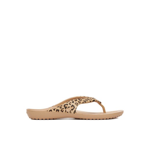 Crocs Japonki KADEE II LEOPARD FLIP W 206398-98R Beżowy ze sklepu MODIVO w kategorii Klapki damskie - zdjęcie 184214519