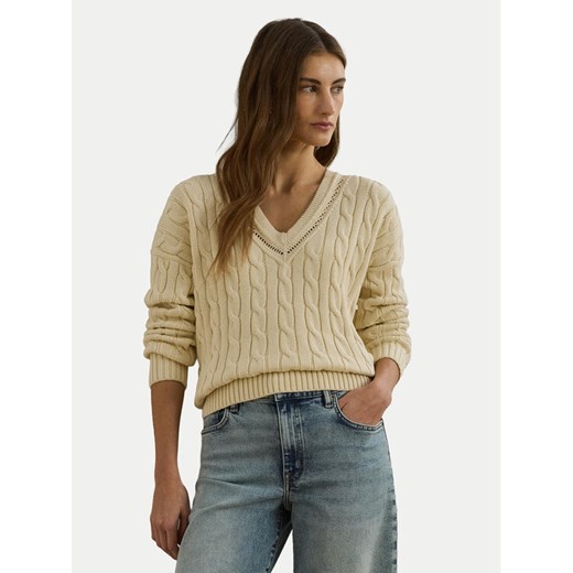 LAUREN RALPH LAUREN Sweter 200971374002 Beżowy Relaxed Fit ze sklepu MODIVO w kategorii Swetry damskie - zdjęcie 184214545