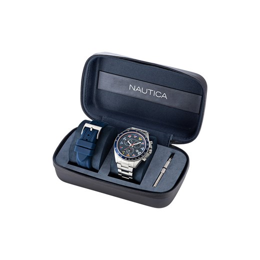 Nautica Zegarek Ocean Beach NAPOBF122 Srebrny ze sklepu MODIVO w kategorii Zegarki - zdjęcie 184215849