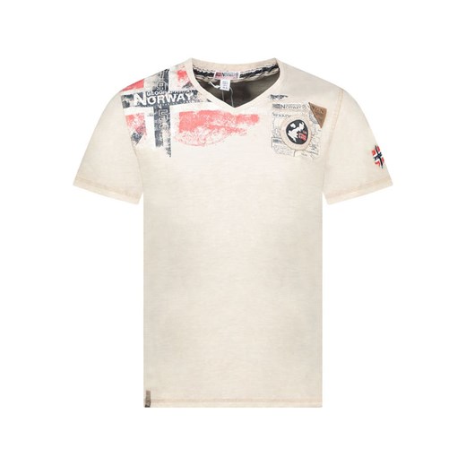 Beżowy t-shirt męski Geographical Norway z krótkim rękawem 