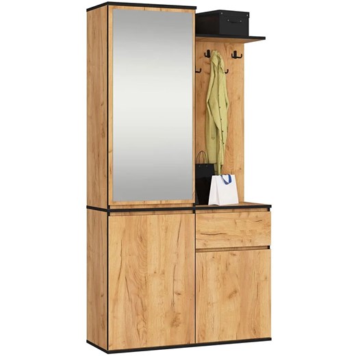 Garderoba dąb craft z lustrem oraz wieszakami E9-B27 Elior One Size Edinos.pl