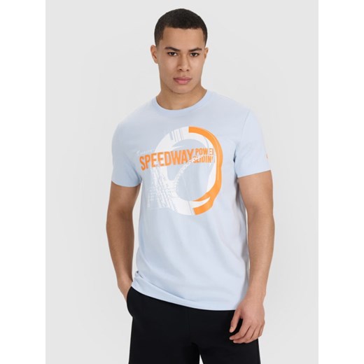 Męski t-shirt z nadrukiem 4F 4FRSS25TTSHM2999 - niebieski ze sklepu Sportstylestory.com w kategorii T-shirty męskie - zdjęcie 184221319