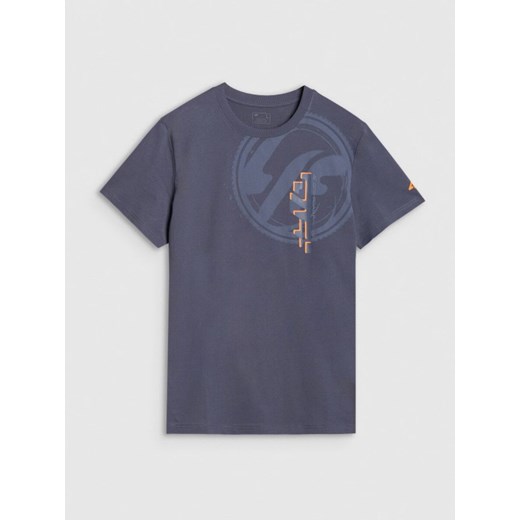 Męski t-shirt z nadrukiem 4F 4FRSS25TTSHM3002 - granatowy M Sportstylestory.com