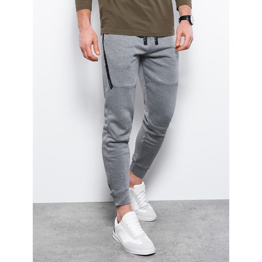 Spodnie męskie dresowe joggery - szary melanż V1 OM-PASK-0138 XXL wyprzedaż ombre