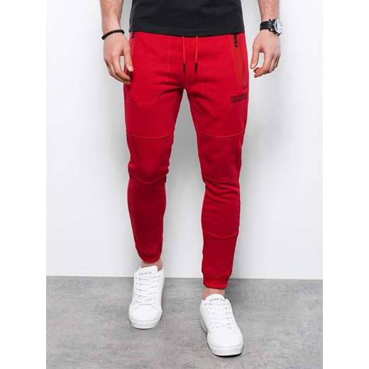 Spodnie męskie dresowe joggery - czerwone V4 P902 XXL wyprzedaż ombre