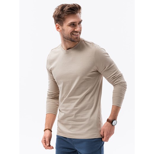 Longsleeve męski bez nadruku - beżowy V8 L138 XL promocja ombre