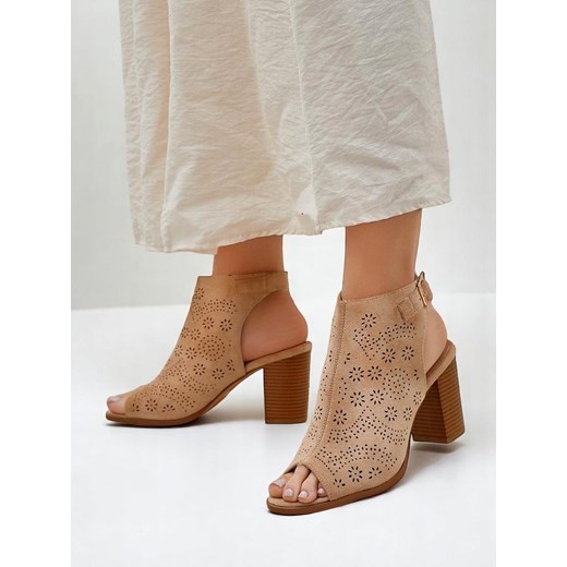 Royalfashion Damskie sandały na słupku ażurowe Abetle ze sklepu royalfashion.pl w kategorii Sandały damskie - zdjęcie 184226808