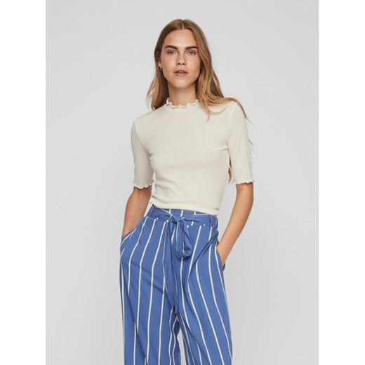 Vila Bluzka 14088347 Beżowy Slim Fit ze sklepu MODIVO w kategorii Bluzki damskie - zdjęcie 184227857